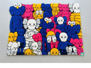 Colorful KAWS Inspired Hand Tufted Rug Irregular Size , Pop Art Carpet, Hypebeast Decor
